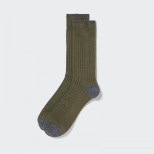 Olive Uniqlo Ribbed Men Socks | 1116080