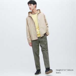 Olive Uniqlo Smart Cotton Ankle Length Men Pants | 3177552