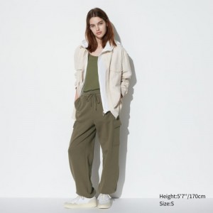 Olive Uniqlo Sweat Cargo Women Pants | 2529709
