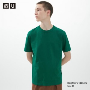 Olive Uniqlo U Crew Neck Short-sleeve Men T Shirts | 9996963