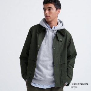 Olive Uniqlo Utility Short Men Jackets | 2025021
