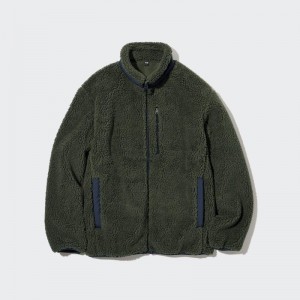 Olive Uniqlo Windproof Outer Fleece Men Jackets | 5544055