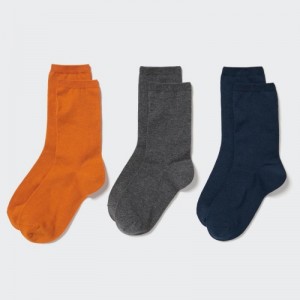 Orange Uniqlo 3 Pack Women Socks | 8970561