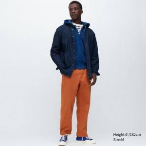 Orange Uniqlo Cotton Relaxed Ankle Women Pants | 367231