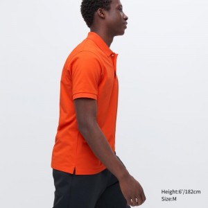Orange Uniqlo Dry Pique Short-sleeve Men Polo Shirts | 8923237