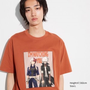 Orange Uniqlo My Hero Academia Ut Short-sleeve Graphic Men T Shirts | 7486467