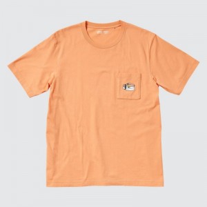 Orange Uniqlo Peanuts Hawaii UT Short Sleeve Women T Shirts | 2237235