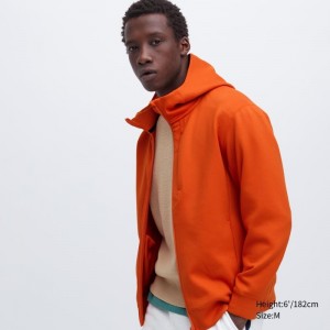 Orange Uniqlo Stretch Dry Sweat Long-sleeve Full-zip Men Hoodie | 2115901