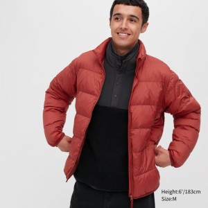 Orange Uniqlo Ultra Light Down 3d Cut Wide Quilt Men Jackets | 9956854