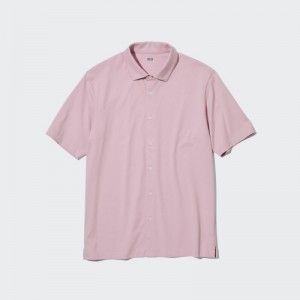 Pink Uniqlo Airism Full Open Short-sleeve Women Polo Shirts | 1220517