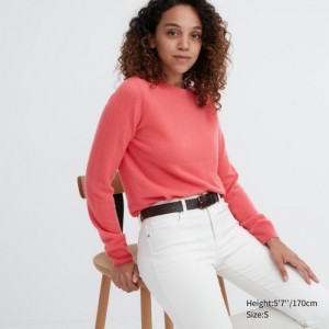 Pink Uniqlo Cashmere Crew Neck Long-sleeve Women Sweaters | 1959608