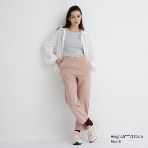 Pink Uniqlo Cotton Relaxed Ankle Lounge Women Pants | 7107350