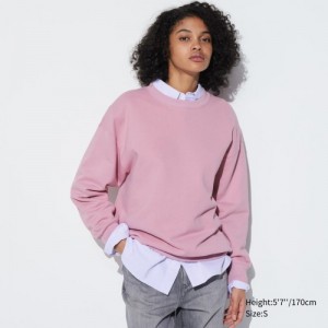 Pink Uniqlo Crew Neck Long-Sleeve Women Sweatshirts | 5512931