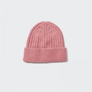 Pink Uniqlo HEATTECH Ribbed Women Beanie | 4779060