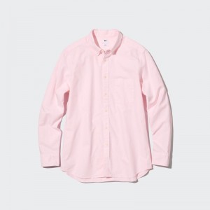 Pink Uniqlo Oxford Slim-fit Long-sleeve Men Shirts | 8535952