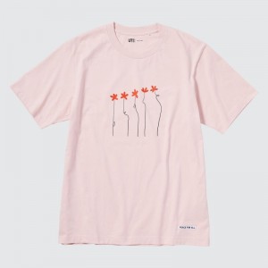 Pink Uniqlo Peace For All Short-sleeve Graphic Hana Tajima Men T Shirts | 3985930