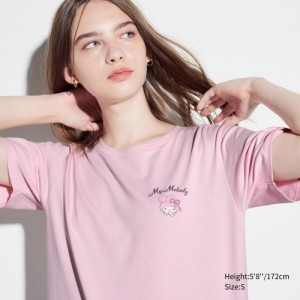 Pink Uniqlo Sanrio characters UT Short-Sleeve Women T Shirts | 7430688