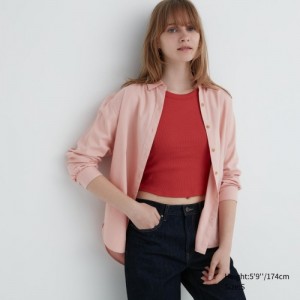 Pink Uniqlo Soft Brushed Long-Sleeve Women Shirts | 8575031