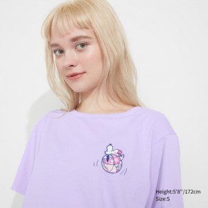 Purple Uniqlo Peanuts Hawaii UT Short-Sleeve Women T Shirts | 1624509