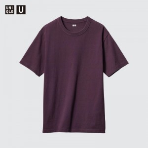 Purple Uniqlo U Crew Neck Short-sleeve Women T Shirts | 1757071