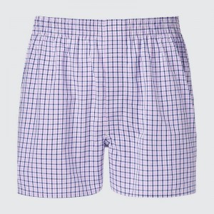 Purple Uniqlo Woven Checked Boxer Men Underwear | 795249