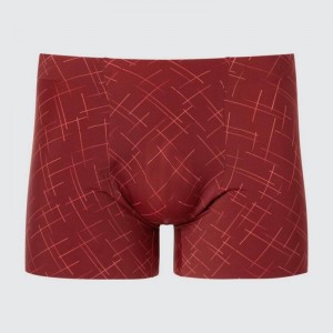 Red Uniqlo Airism Seamless Printed Boxers Men Underwear | 6257276