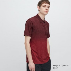 Red Uniqlo Dry-ex Gradient Men Polo Shirts | 3269229