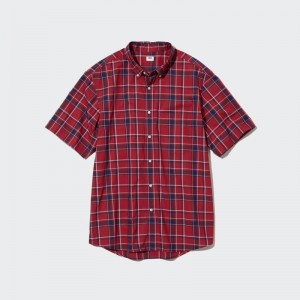 Red Uniqlo Extra Fine Cotton Short-sleeve Men Shirts | 7995978
