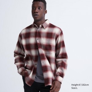 Red Uniqlo Flannel Checked Casual Women Shirts | 6173963