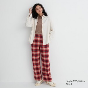 Red Uniqlo Flannel Checked Lounge Women Pants | 4150762