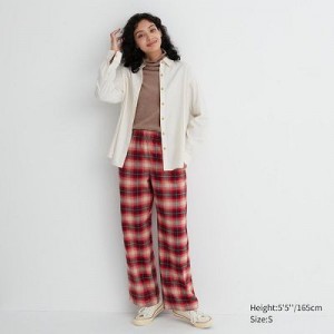 Red Uniqlo Flannel Checked Women Pants | 3315079