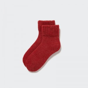 Red Uniqlo HEATTECH Pile Women Socks | 9828428