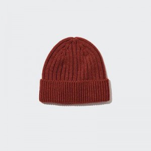 Red Uniqlo HEATTECH Ribbed Women Beanie | 2034518