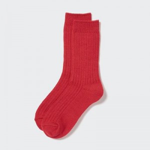 Red Uniqlo HEATTECH Ribbed Women Socks | 4804843