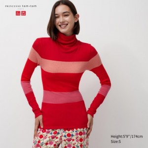 Red Uniqlo HEATTECH Seamless Ribbed Extra Warm Women T Shirts | 198545