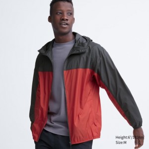 Red Uniqlo Pocketable Uv Protection 3d Cut Color Block Men Parka | 4114964
