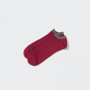 Red Uniqlo Ribbed Short Men Socks | 6243557