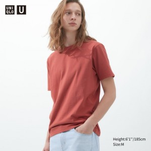 Red Uniqlo U Crew Neck Short-sleeve Men T Shirts | 8163882
