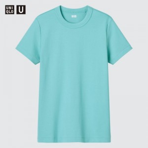 Turquoise Uniqlo U Crew Neck Short-sleeve Women T Shirts | 4580778