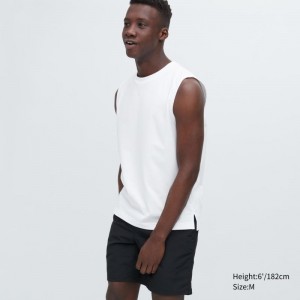 White Uniqlo Airism Cotton Sleeveless Men T Shirts | 3386578
