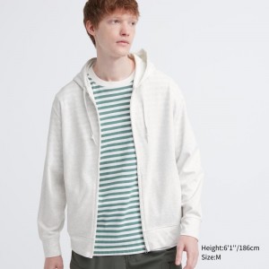 White Uniqlo Airism Uv Protection Full-zip Men Hoodie | 504175