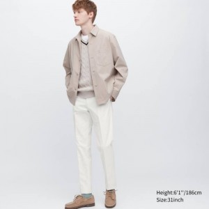 White Uniqlo Airsense Ultra Light Cotton-like Men Pants | 8728347
