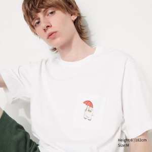 White Uniqlo Anime Gintama Ut Short-sleeve Graphic Men T Shirts | 9647793