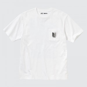 White Uniqlo Attack On Titan Ut Short-sleeve Graphic Wings Of Freedom Men T Shirts | 7498246