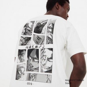 White Uniqlo Attack on Titan UT Short Sleeve Women T Shirts | 429439