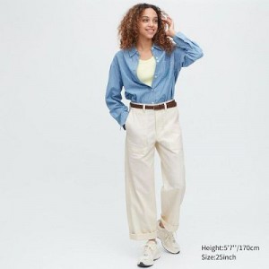 White Uniqlo Baker Women Pants | 9330175