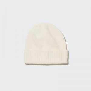 White Uniqlo Cashmere Knitted Women Beanie | 2464998