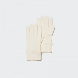 White Uniqlo Cashmere Knitted Women Gloves | 4097855