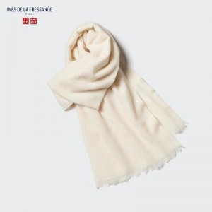 White Uniqlo Cashmere Stole Women Scarves | 2128289