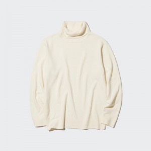 White Uniqlo Cashmere Turtleneck Long-sleeve Men Sweaters | 9218241